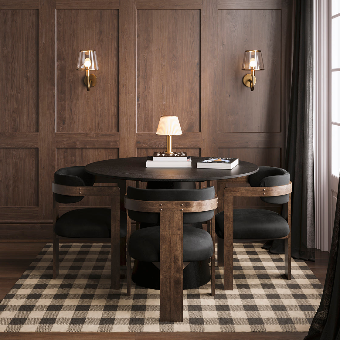 Juno Matte Black Wood Round Dining Table